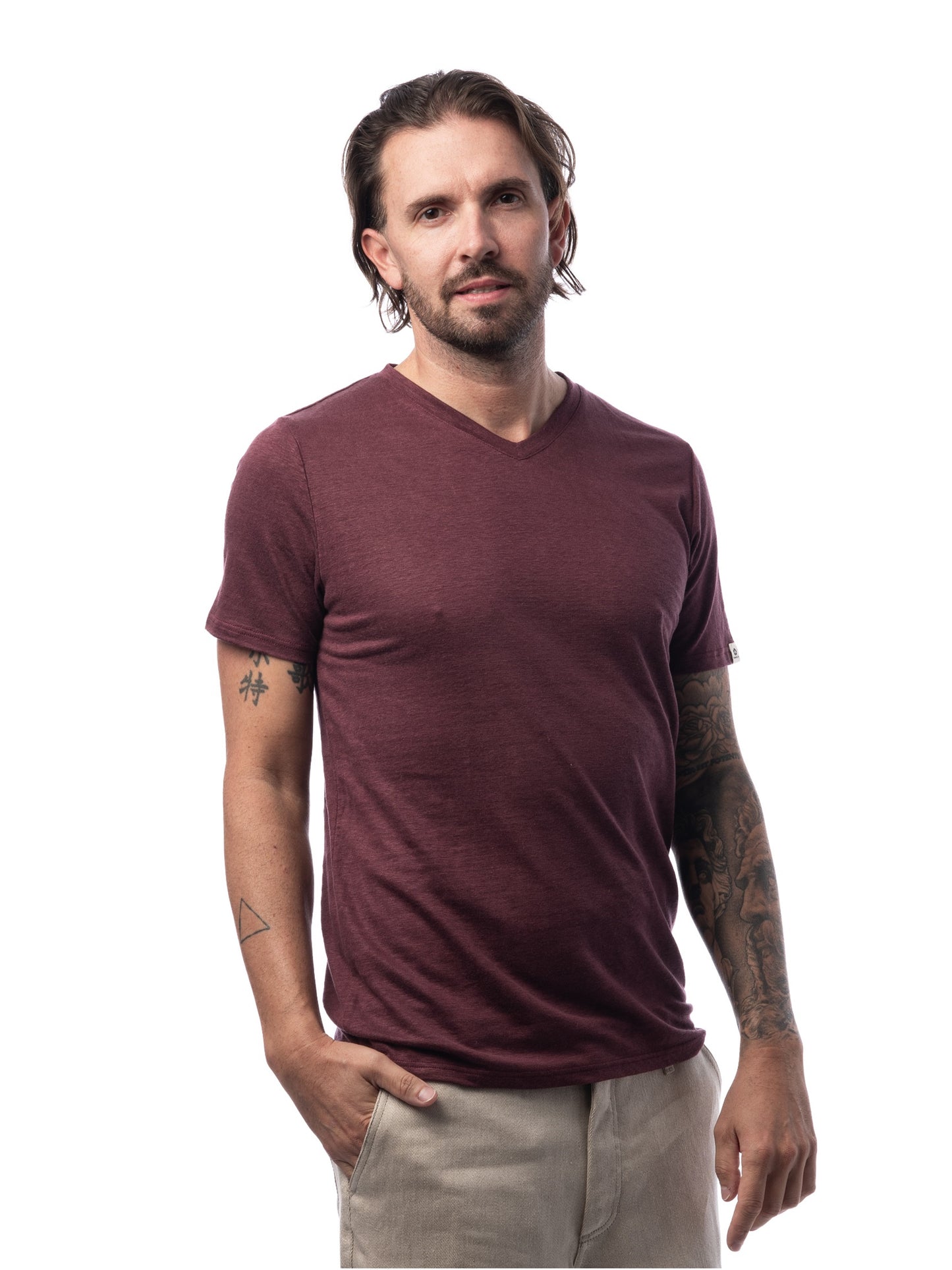 Homme | Col V | bordeaux