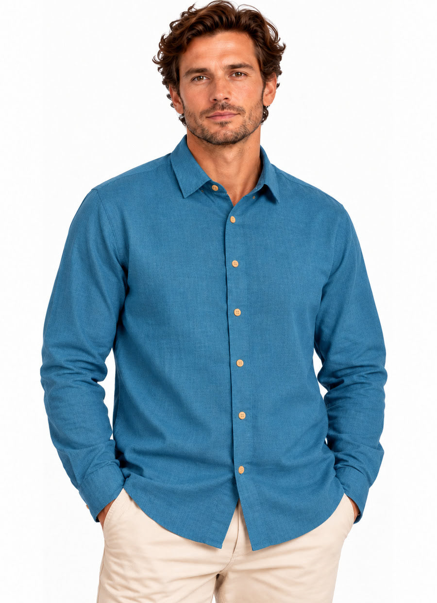Chemise Lin | Homme | Bleu Méditerranée