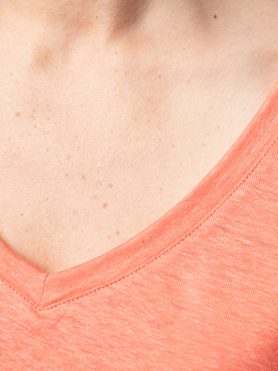 Femme | Col V | corail
