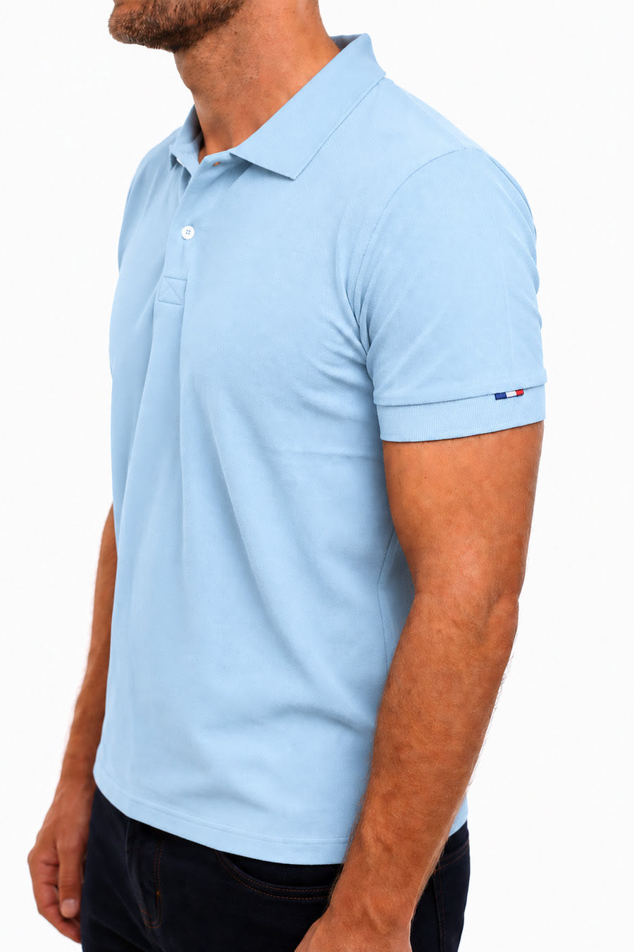 POLO HOMME COTON BIO BLEU CIEL