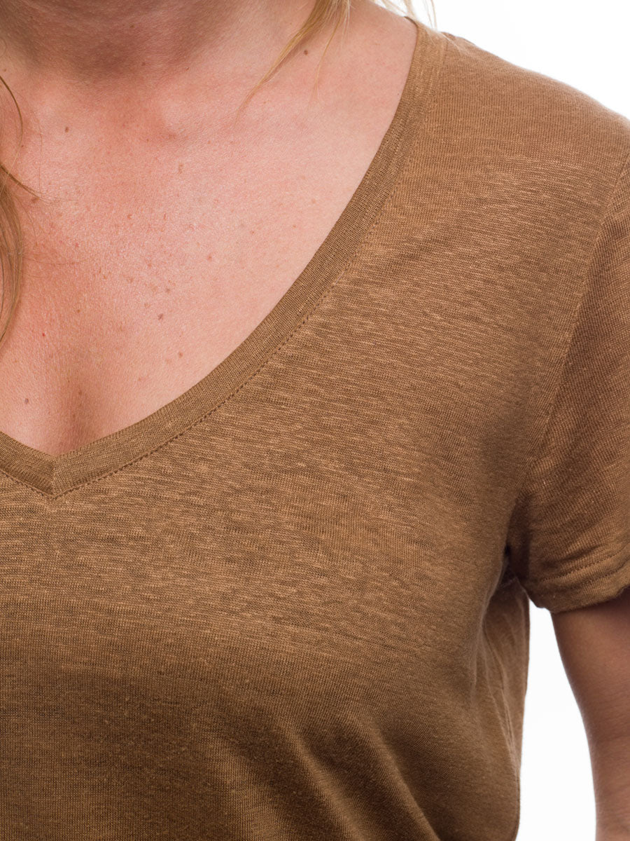Femme | Col V | camel