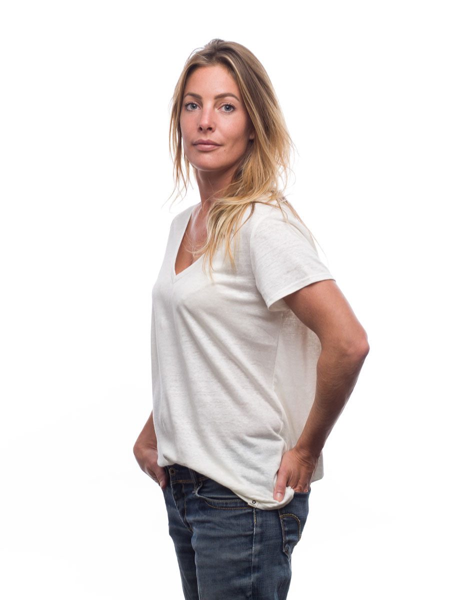 Femme | Col V | blanc