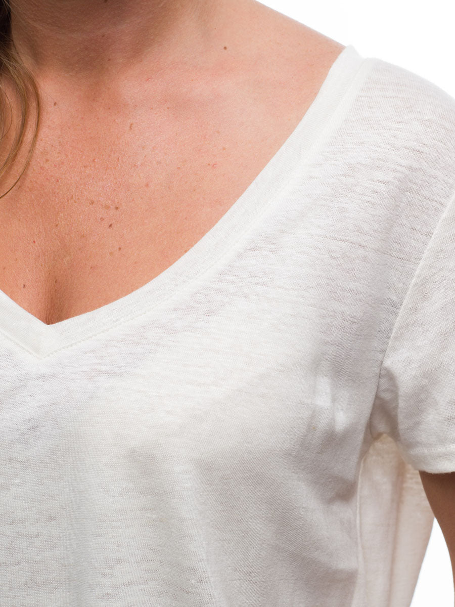 Femme | Col V | blanc