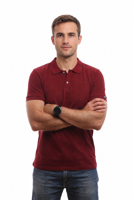 POLO HOMME COTON BIO BORDEAUX