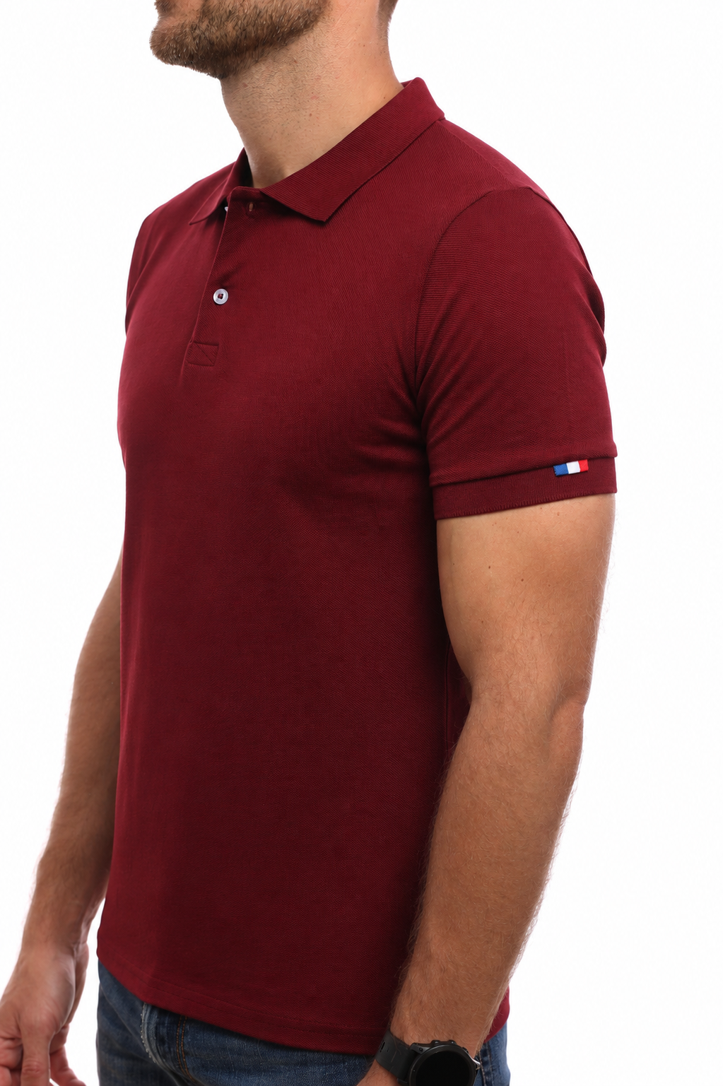 POLO HOMME COTON BIO BORDEAUX