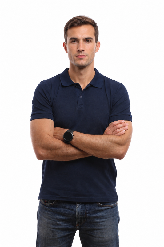 POLO HOMME COTON BIO MARINE