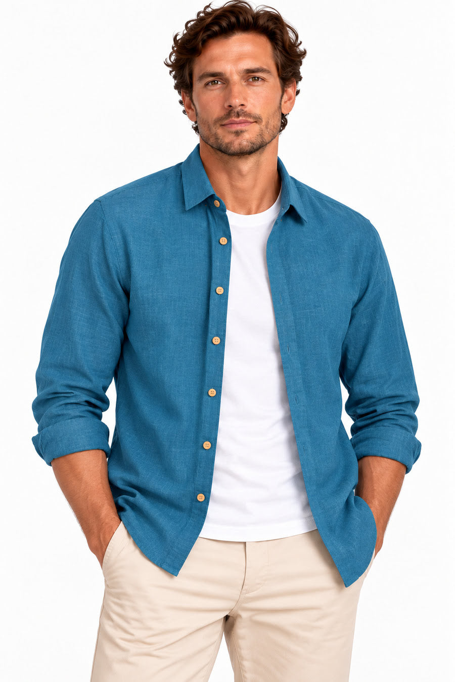 Chemise Lin | Homme | Bleu Méditerranée