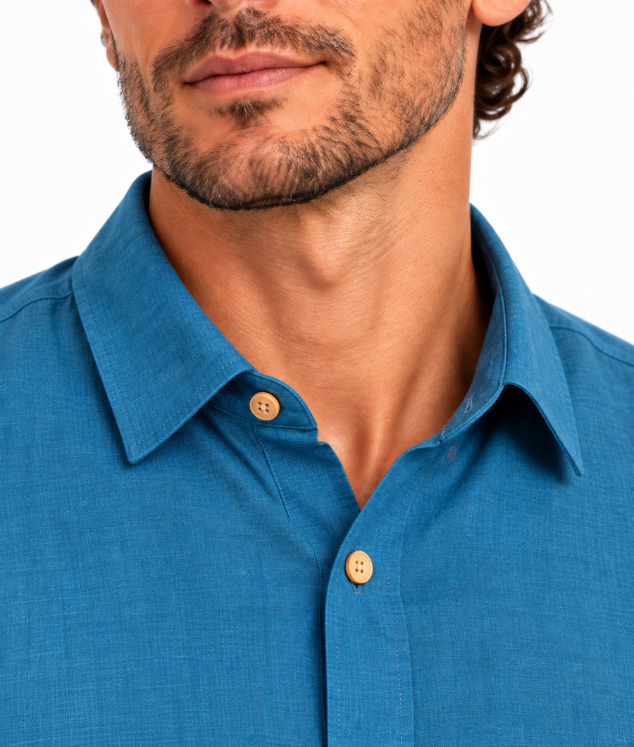 Chemise Lin | Homme | Bleu Méditerranée