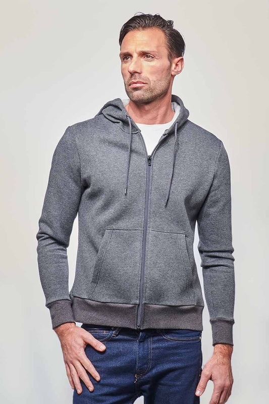EMPREINTE HOODIE ZIP CAP MIXTE GRIS CHINEE