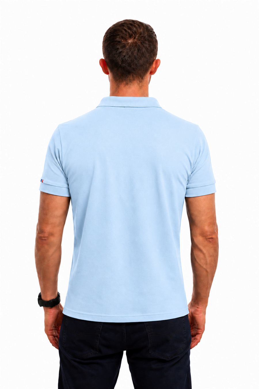 POLO HOMME COTON BIO BLEU CIEL