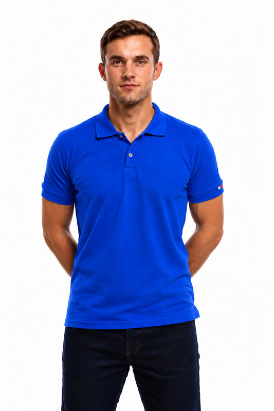 POLO HOMME COTON BIO BLEU ROI