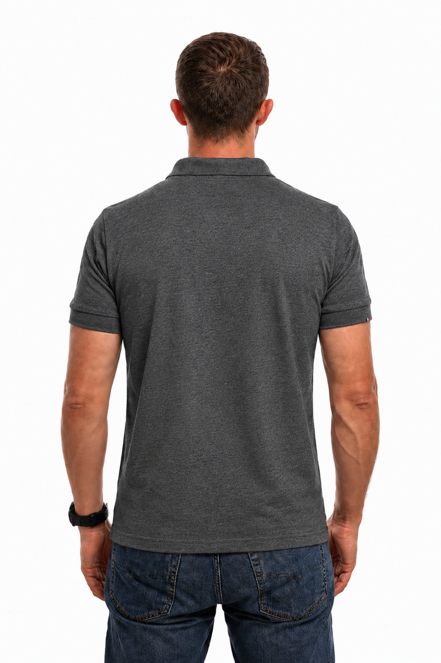 POLO HOMME COTON BIO GRIS FONCE
