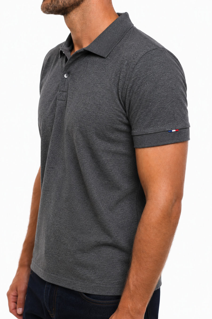 POLO HOMME COTON BIO GRIS FONCE