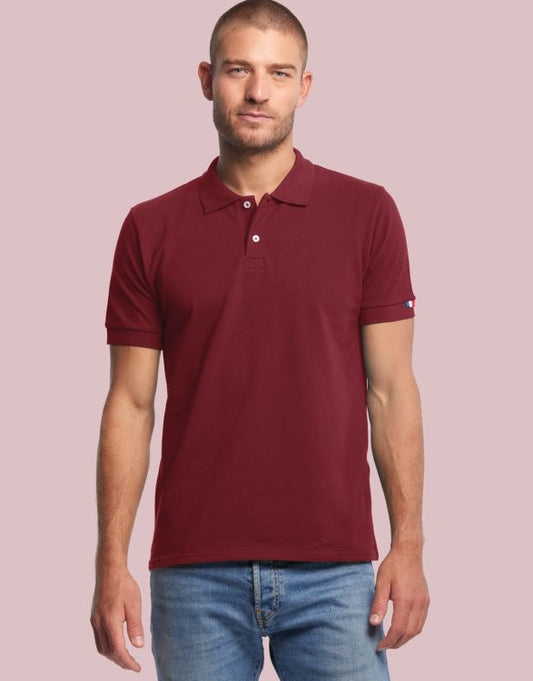 POLO HOMME COTON BIO BORDEAUX