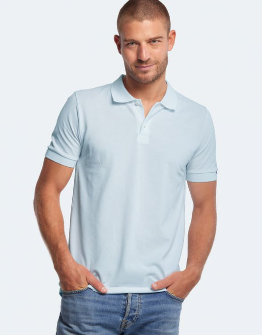 POLO HOMME COTON BIO BLEU CIEL