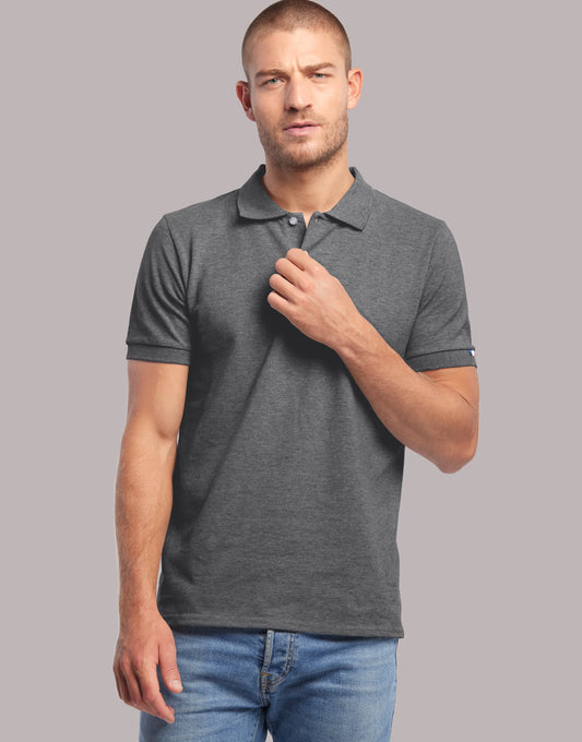 POLO HOMME COTON BIO GRIS FONCE