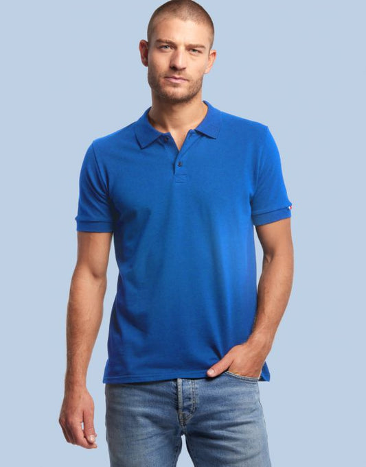 POLO HOMME COTON BIO BLEU ROI