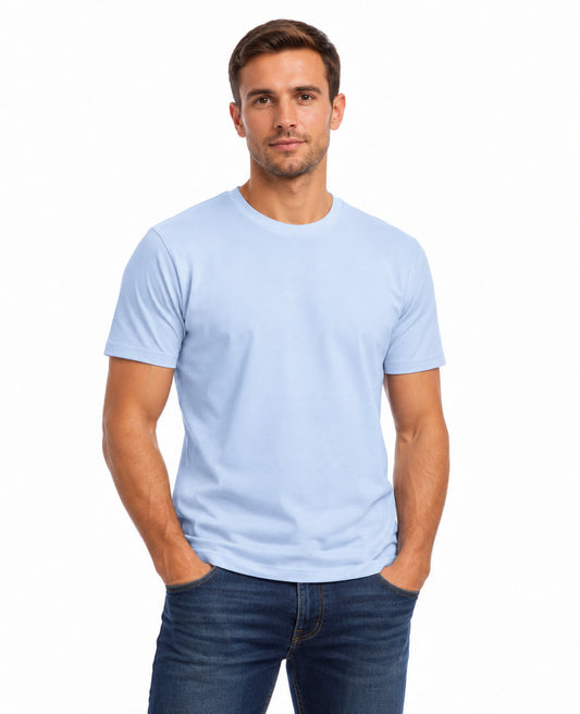 TEE HOMME COTON BIO BLEU CIEL