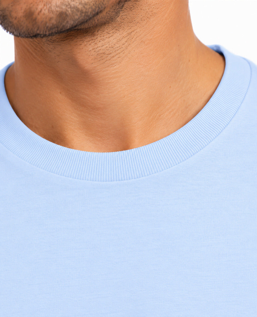 TEE HOMME COTON BIO BLEU CIEL