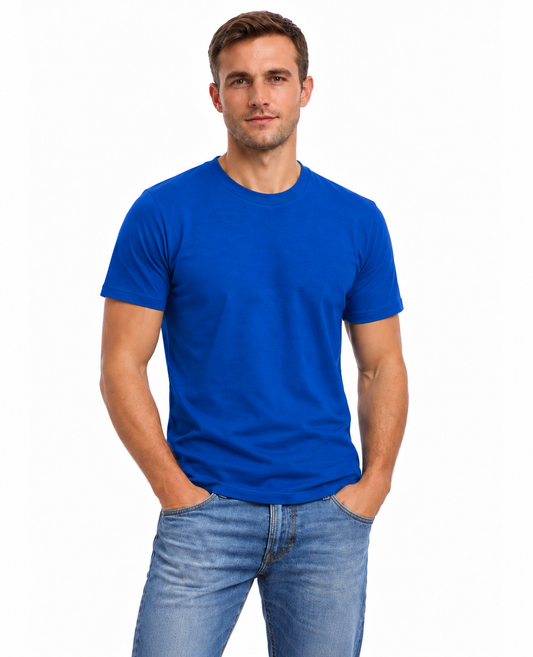 TEE HOMME COTON BIO BLEU ROI